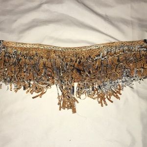 Snakeskin print strapless swimsuit top